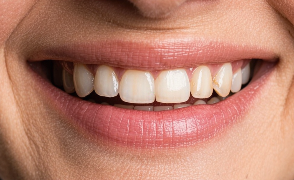 Sorriso antes: dentes amarelados e desalinhados (imagem ilustrativa)